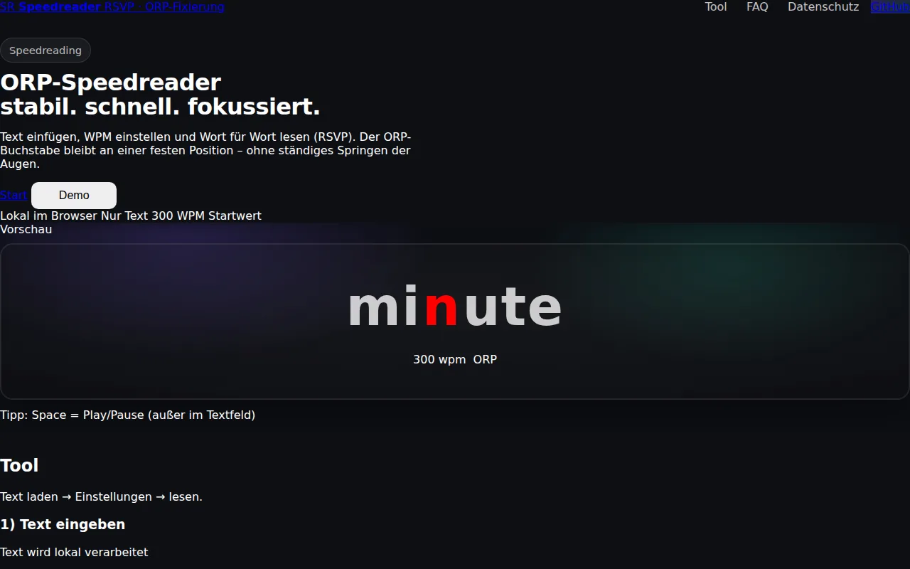 Screenshot: Speedreader
