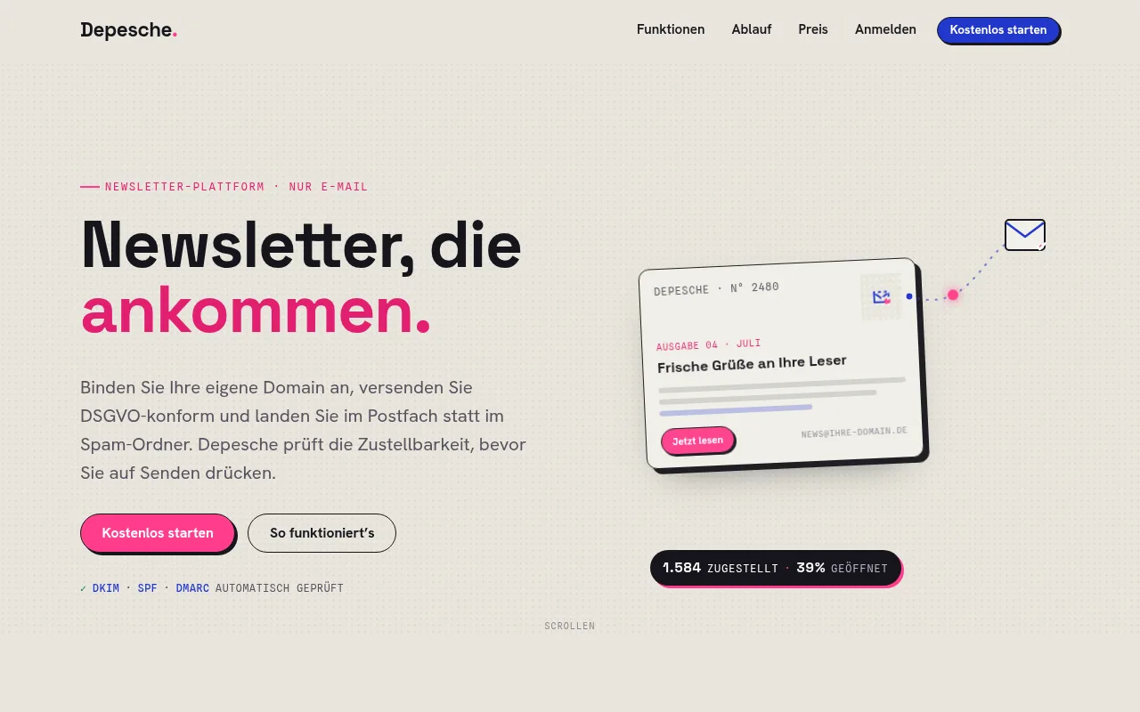 Screenshot: Depesche