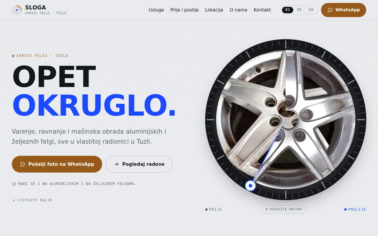 Screenshot: Servis felgi Sloga