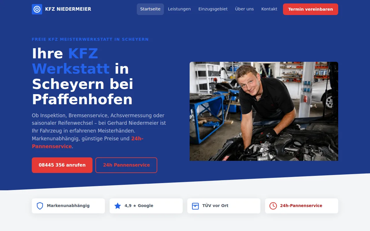 Screenshot: KFZ Werkstatt Niedermeier