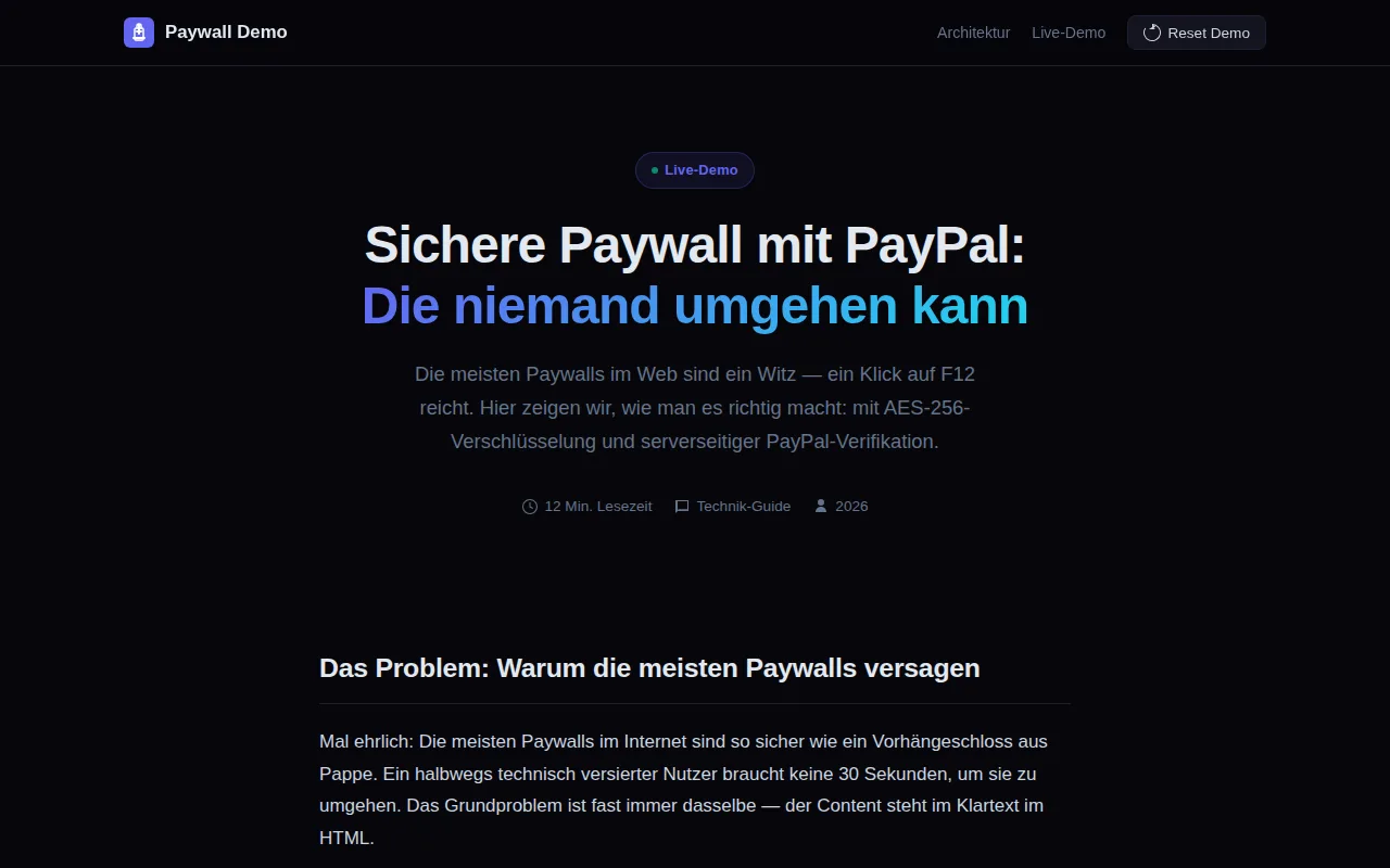 Screenshot: Paywall Demo