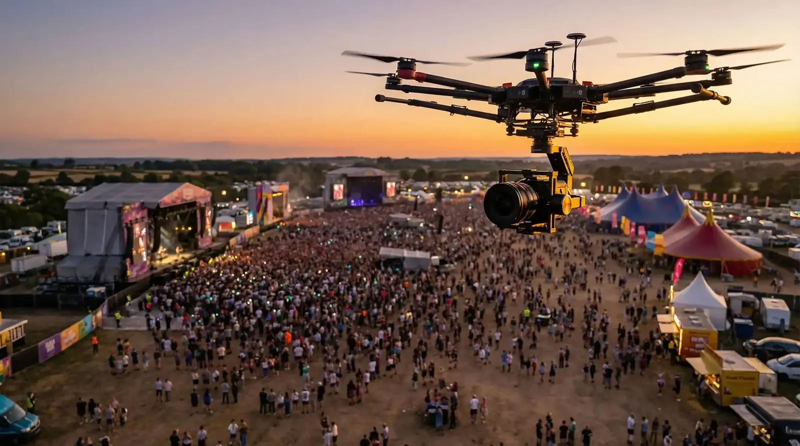 Drohne filmt großes Outdoor-Event
