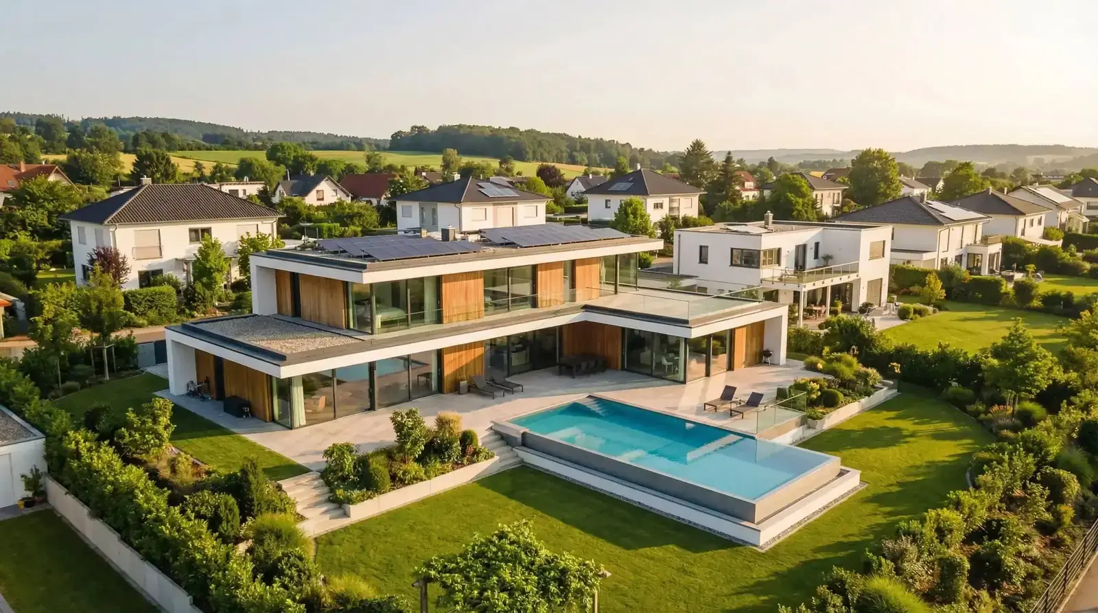Drohnen-Luftbild einer Luxusvilla