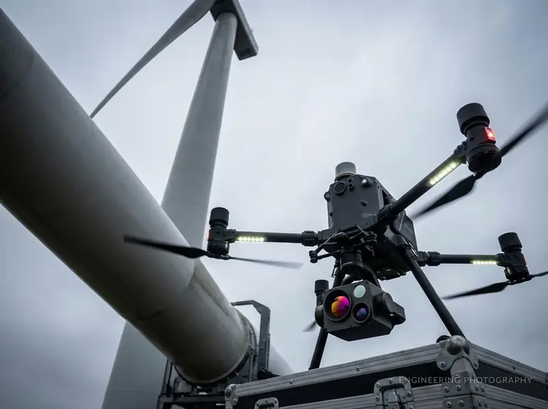 Inspektionsdrohne an einer Industrieanlage