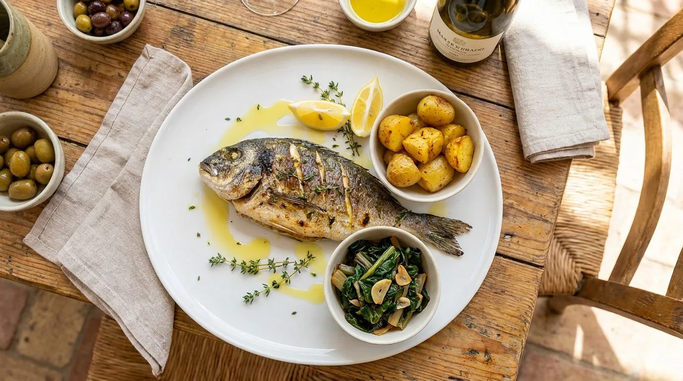 Svježa riba s roštilja — orada na žaru